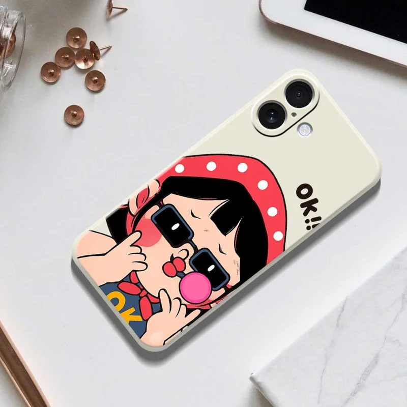 For iPhone 17 Case Cute Kid Pattern Printing Straight Edge TPU Phone Back Cover - Beige