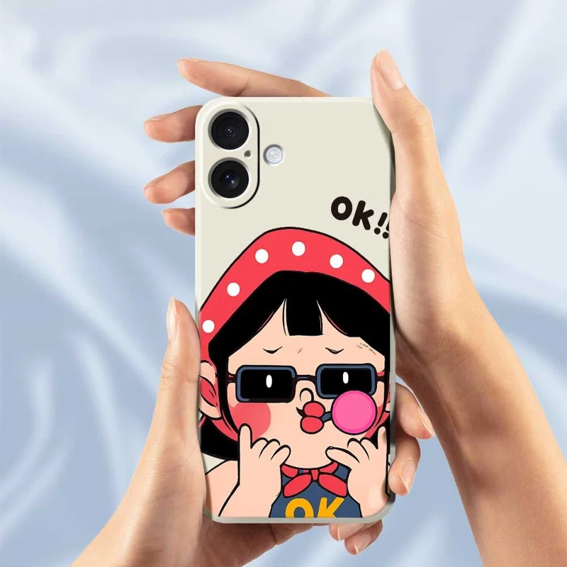 For iPhone 17 Case Cute Kid Pattern Printing Straight Edge TPU Phone Back Cover - Beige