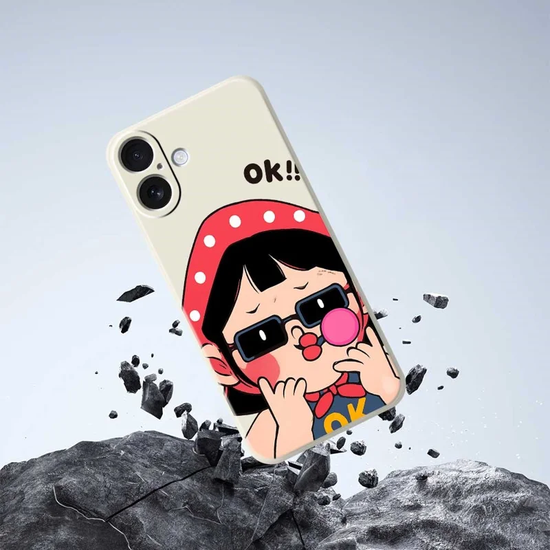 For iPhone 17 Case Cute Kid Pattern Printing Straight Edge TPU Phone Back Cover - Beige