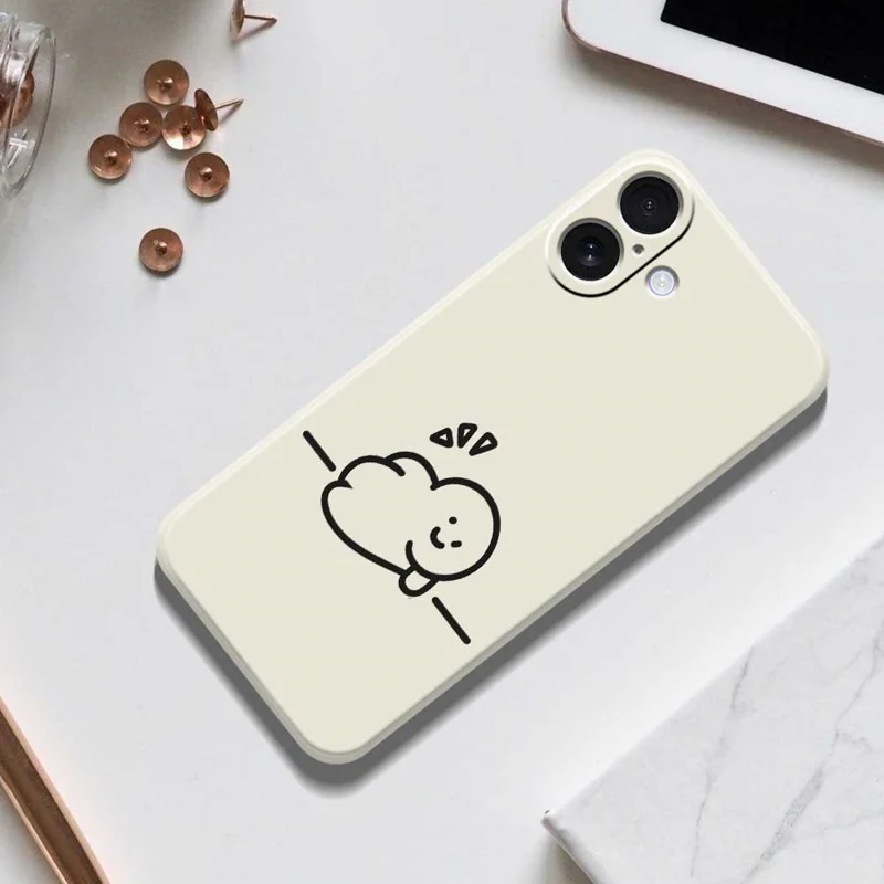 For iPhone 17 Hoesje Stilfiguur Patroon Afdruk Rechte Rand TPU Telefoon Achterkant - Groen