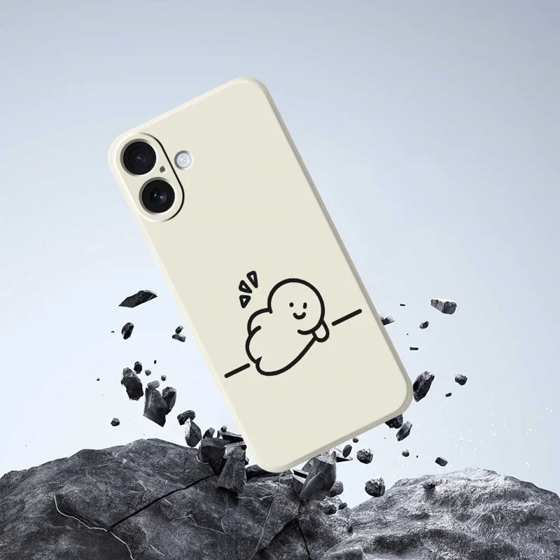 For iPhone 17 Hoesje Stilfiguur Patroon Afdruk Rechte Rand TPU Telefoon Achterkant - Groen