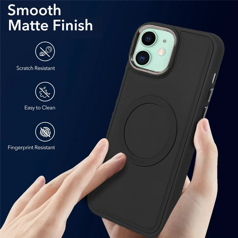 TPU + PU Leather Phone Case For iPhone 11 6.1 inch, Electroplating Skin-touch Liquid Silicone Texture Back Cover Compatible with MagSafe - Red