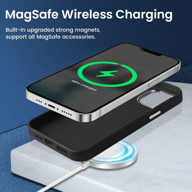 TPU + PU Leather Phone Case For iPhone 11 6.1 inch, Electroplating Skin-touch Liquid Silicone Texture Back Cover Compatible with MagSafe - Red