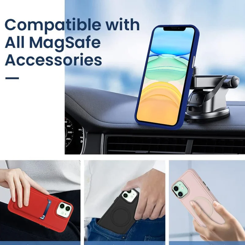 TPU + PU Leather Phone Case For iPhone 11 6.1 inch, Electroplating Skin-touch Liquid Silicone Texture Back Cover Compatible with MagSafe - Red