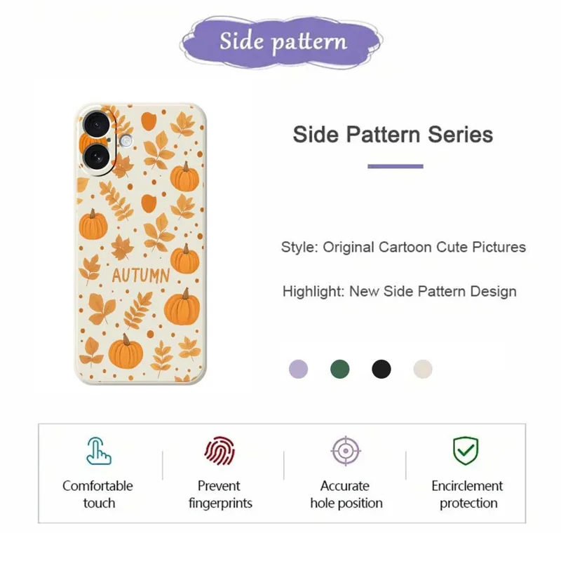 For iPhone 17 Case Autumn Theme Pattern Printing Straight Edge TPU Phone Back Cover - Beige