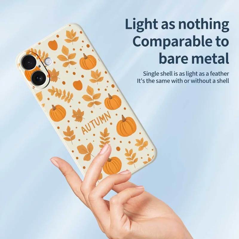 For iPhone 17 Case Autumn Theme Pattern Printing Straight Edge TPU Phone Back Cover - Beige