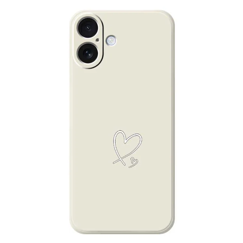 For iPhone 17 Case White Love Pattern Printing Straight Edge TPU Phone Back Cover - Beige