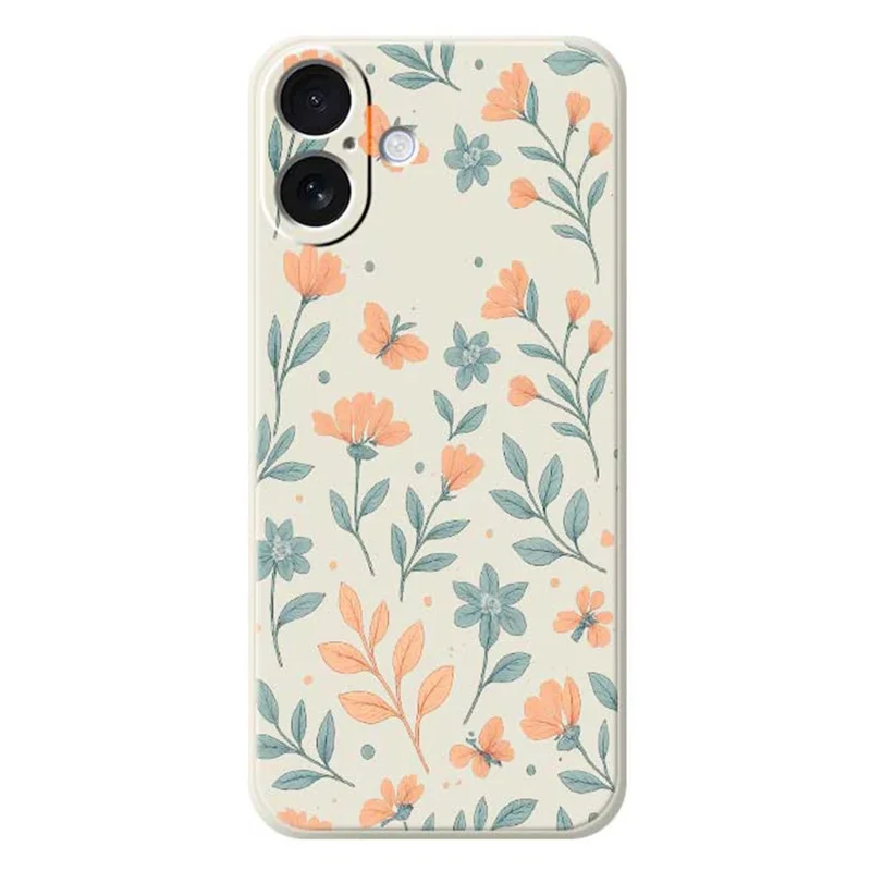 For iPhone 17 Case Yellow Flowers Pattern Printing Straight Edge TPU Phone Back Cover - Beige