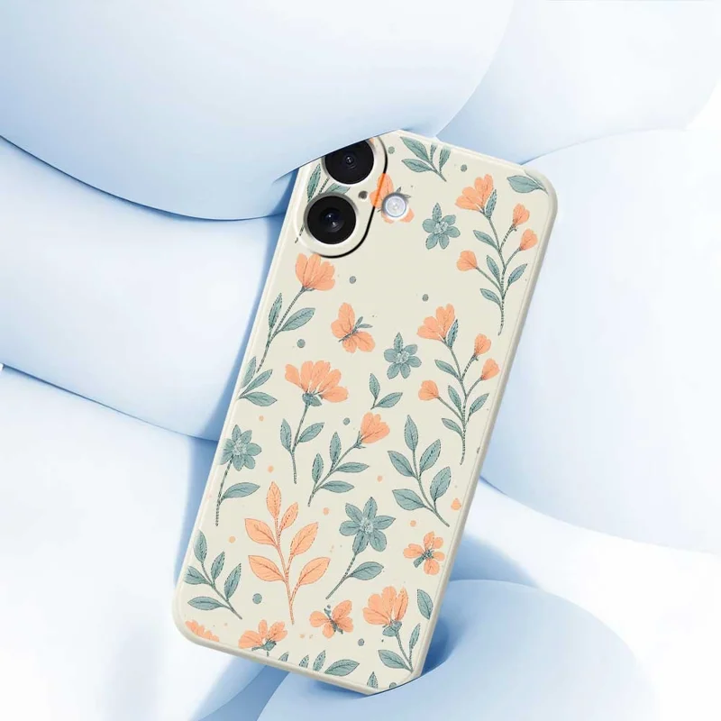 For iPhone 17 Case Yellow Flowers Pattern Printing Straight Edge TPU Phone Back Cover - Beige