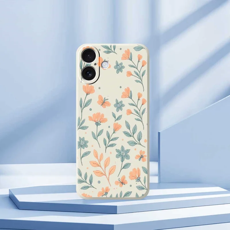 For iPhone 17 Case Yellow Flowers Pattern Printing Straight Edge TPU Phone Back Cover - Beige