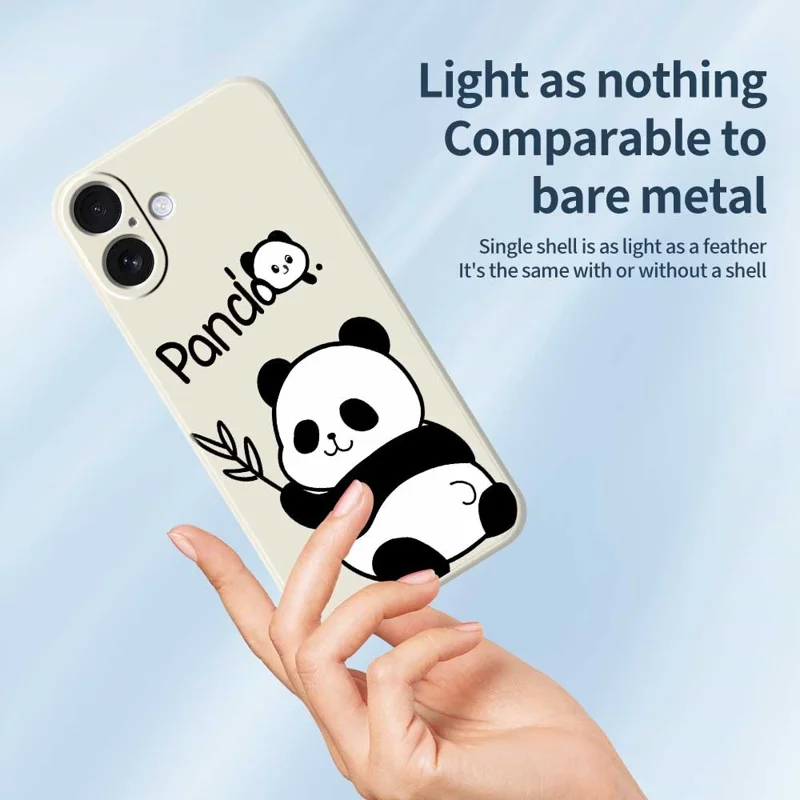 Voor iPhone 17 Hoesje Panda Patroon Afdrukking Rechte Rand TPU Telefoon Achterkant - Paars