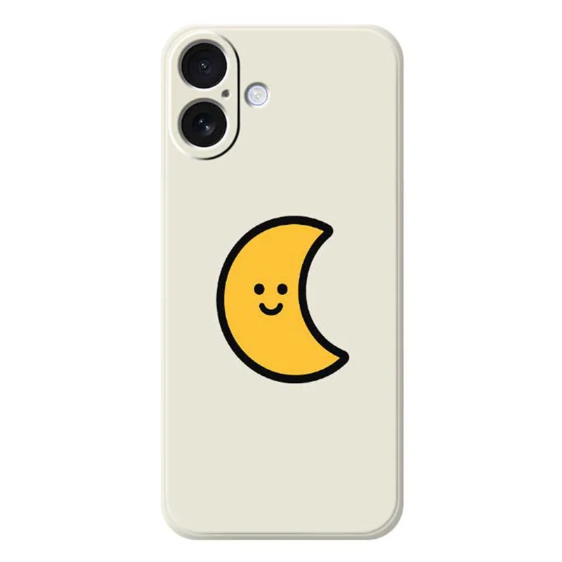 For iPhone 17 Case Yellow Moon Pattern Printing Straight Edge TPU Phone Back Cover - Beige