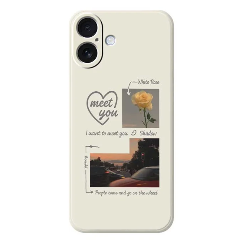 For iPhone 17 Case Meet You Photo Pattern Printing Straight Edge TPU Phone Back Cover - Beige