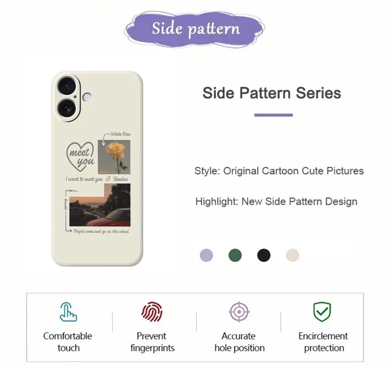 For iPhone 17 Case Meet You Photo Pattern Printing Straight Edge TPU Phone Back Cover - Beige