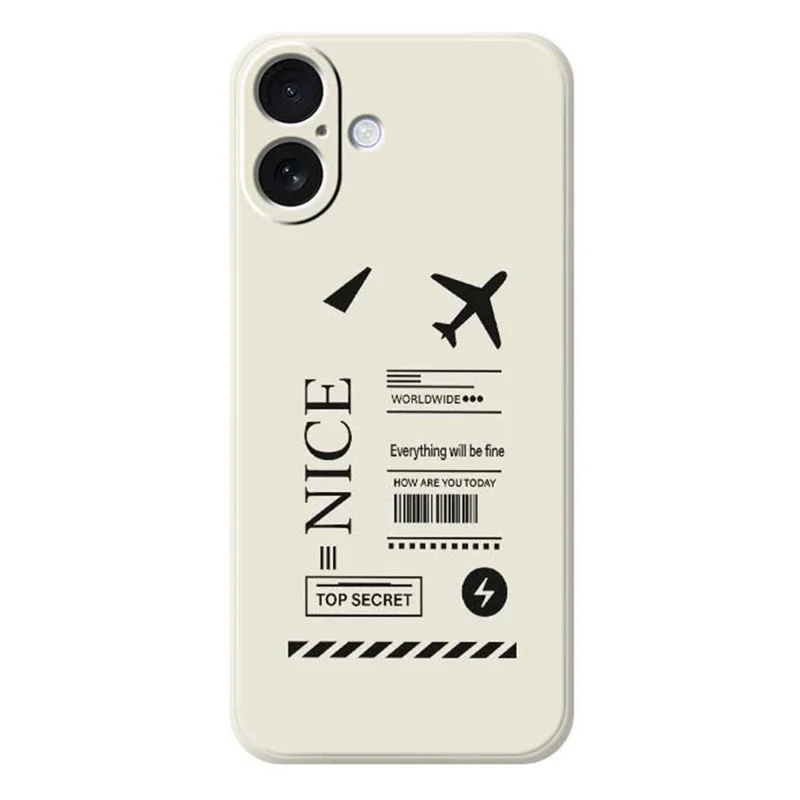For iPhone 17 Case Boarding Ticket Pattern Printing Straight Edge TPU Phone Back Cover - Beige