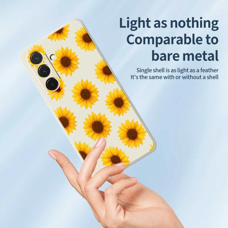 Capa para Samsung Galaxy A36 5G com Estampa de Girassóis, Borda Reta, Capa Traseira de TPU - Bege