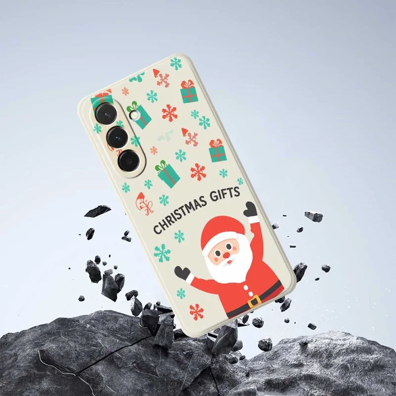 Capa para Samsung Galaxy A36 5G Presente de Natal com Estampa Padrão, Borda Reta, Capa Traseira de TPU - Bege