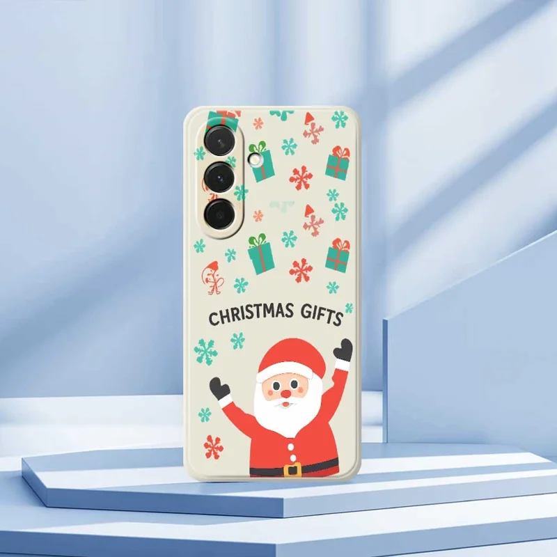 Capa para Samsung Galaxy A36 5G Presente de Natal com Estampa Padrão, Borda Reta, Capa Traseira de TPU - Bege
