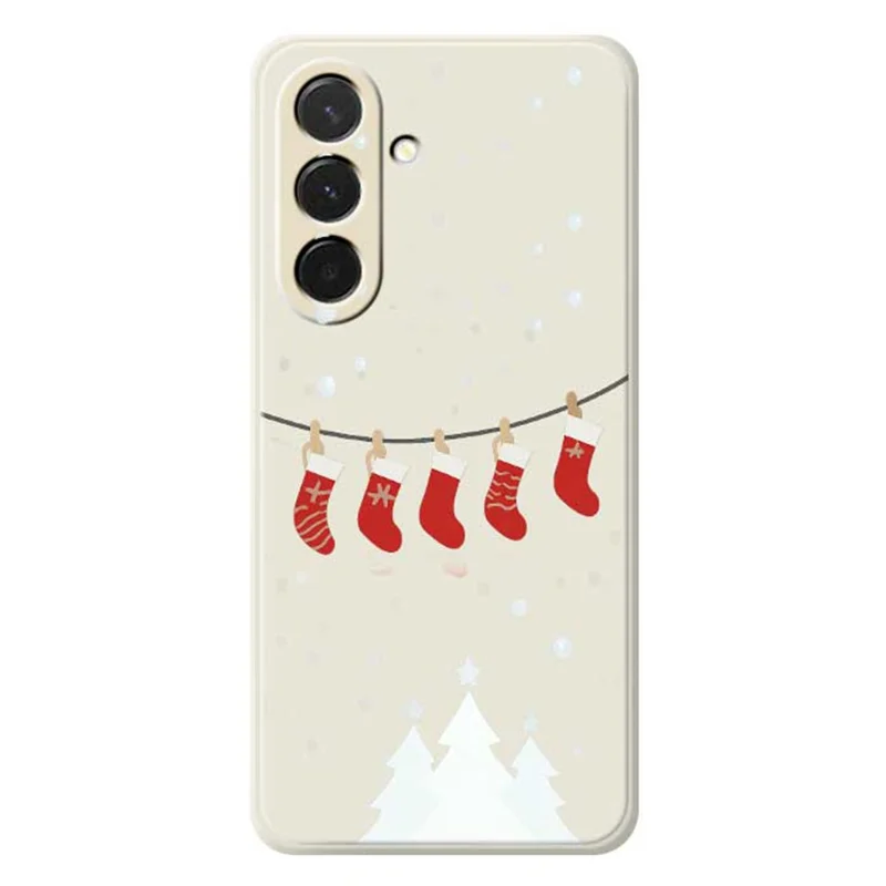 Pour Samsung Galaxy A36 5G Étui Motif de Bas de Noël Impression sur Bord Droit Coque Arrière TPU pour Téléphone - Beige