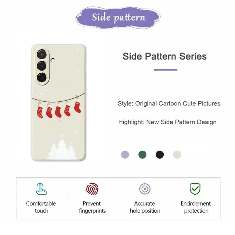 Pour Samsung Galaxy A36 5G Étui Motif de Bas de Noël Impression sur Bord Droit Coque Arrière TPU pour Téléphone - Beige