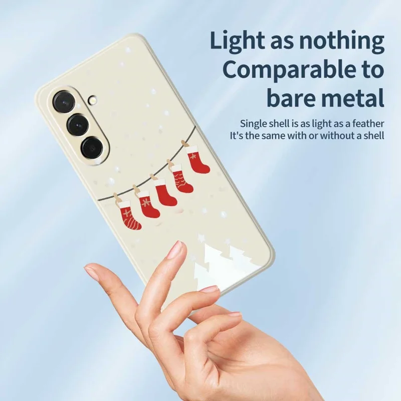 Pour Samsung Galaxy A36 5G Étui Motif de Bas de Noël Impression sur Bord Droit Coque Arrière TPU pour Téléphone - Beige