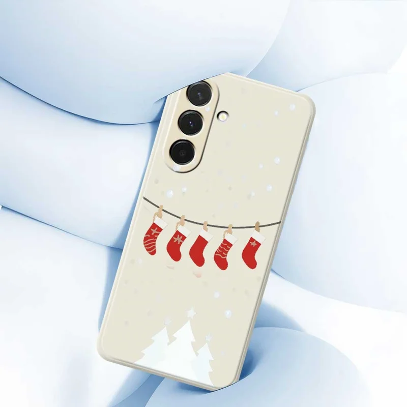 Pour Samsung Galaxy A36 5G Étui Motif de Bas de Noël Impression sur Bord Droit Coque Arrière TPU pour Téléphone - Beige