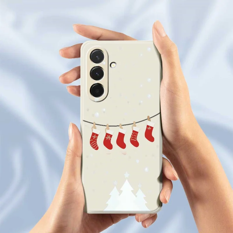 Pour Samsung Galaxy A36 5G Étui Motif de Bas de Noël Impression sur Bord Droit Coque Arrière TPU pour Téléphone - Beige