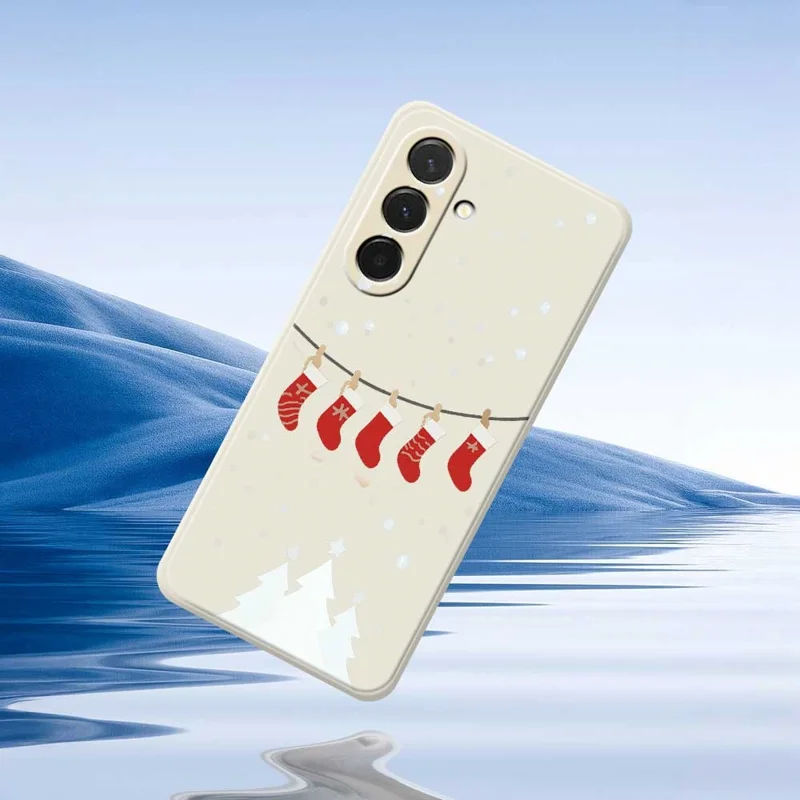 Pour Samsung Galaxy A36 5G Étui Motif de Bas de Noël Impression sur Bord Droit Coque Arrière TPU pour Téléphone - Beige