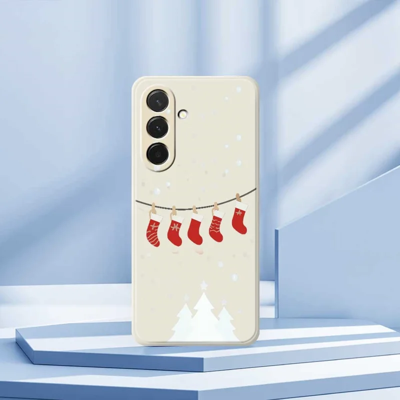 Pour Samsung Galaxy A36 5G Étui Motif de Bas de Noël Impression sur Bord Droit Coque Arrière TPU pour Téléphone - Beige