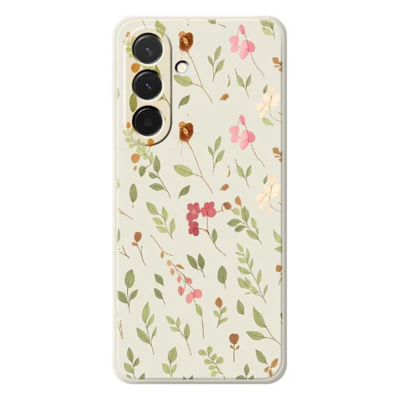 For Samsung Galaxy A36 5G Case Small Flower Leaves Pattern Printing Straight Edge TPU Phone Back Cover - Beige