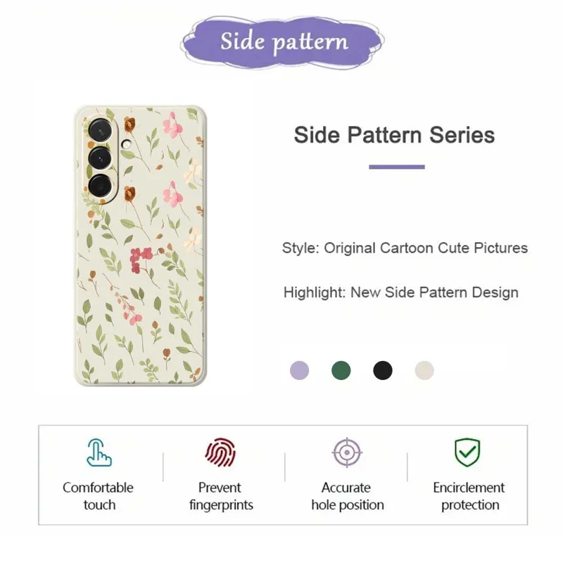 For Samsung Galaxy A36 5G Case Small Flower Leaves Pattern Printing Straight Edge TPU Phone Back Cover - Beige