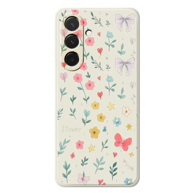 For Samsung Galaxy A36 5G Case Floral Bow Pattern Printing Straight Edge TPU Phone Back Cover - Beige