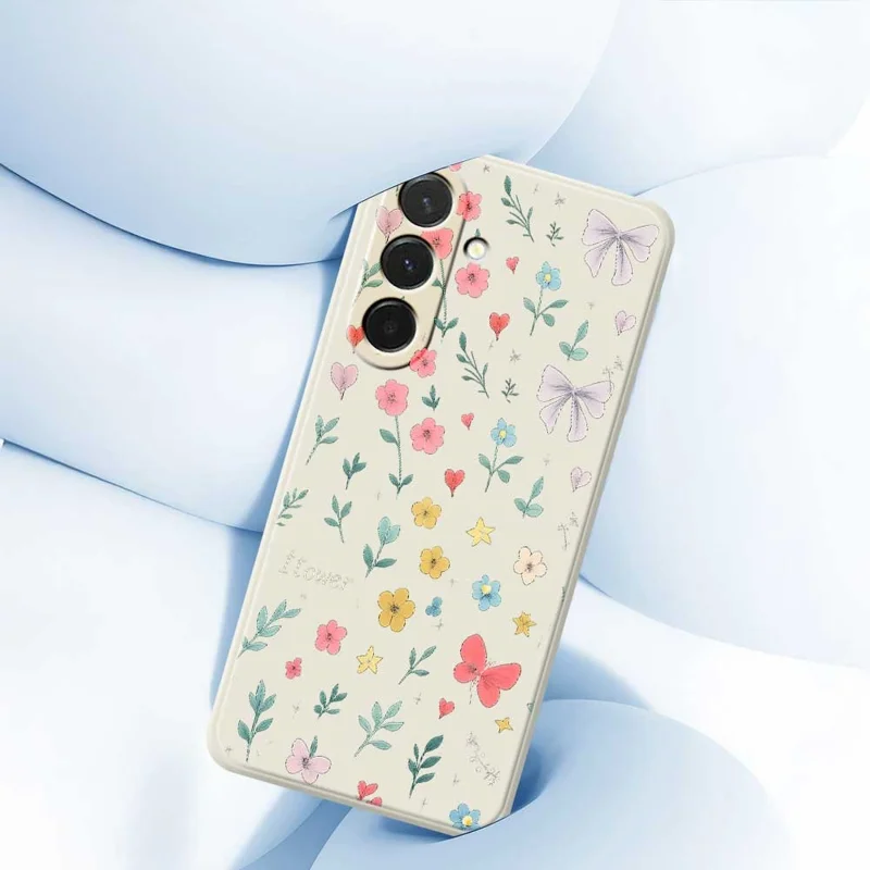 For Samsung Galaxy A36 5G Case Floral Bow Pattern Printing Straight Edge TPU Phone Back Cover - Beige