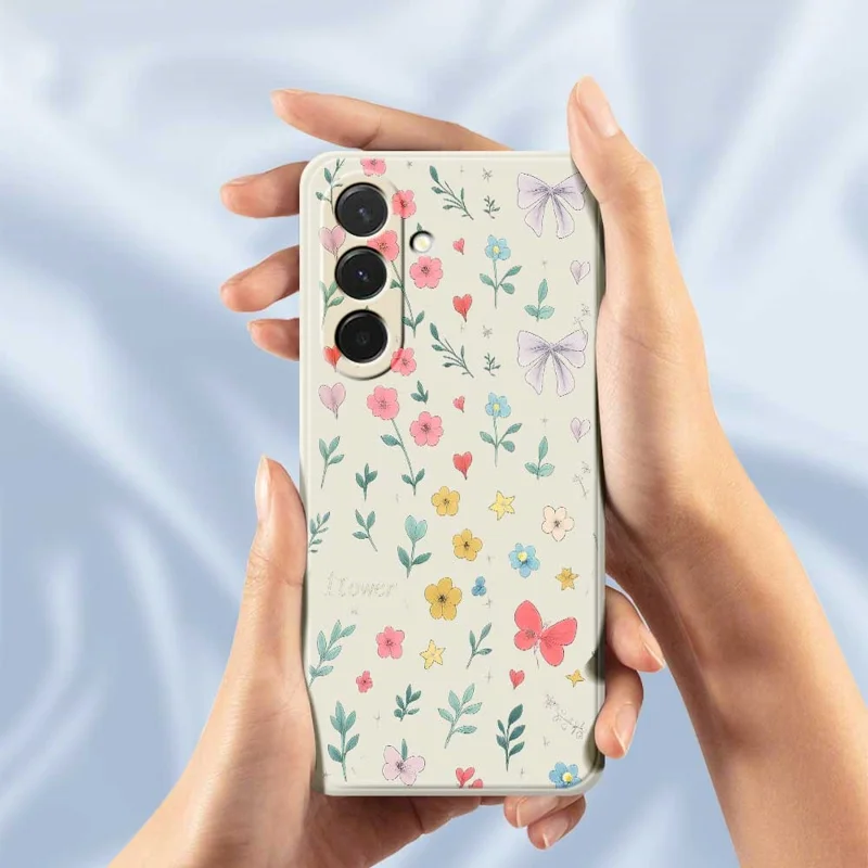 For Samsung Galaxy A36 5G Case Floral Bow Pattern Printing Straight Edge TPU Phone Back Cover - Beige