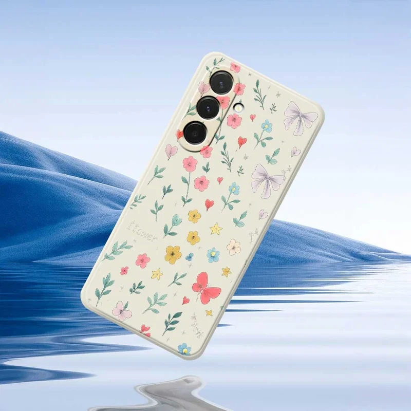 For Samsung Galaxy A36 5G Case Floral Bow Pattern Printing Straight Edge TPU Phone Back Cover - Beige