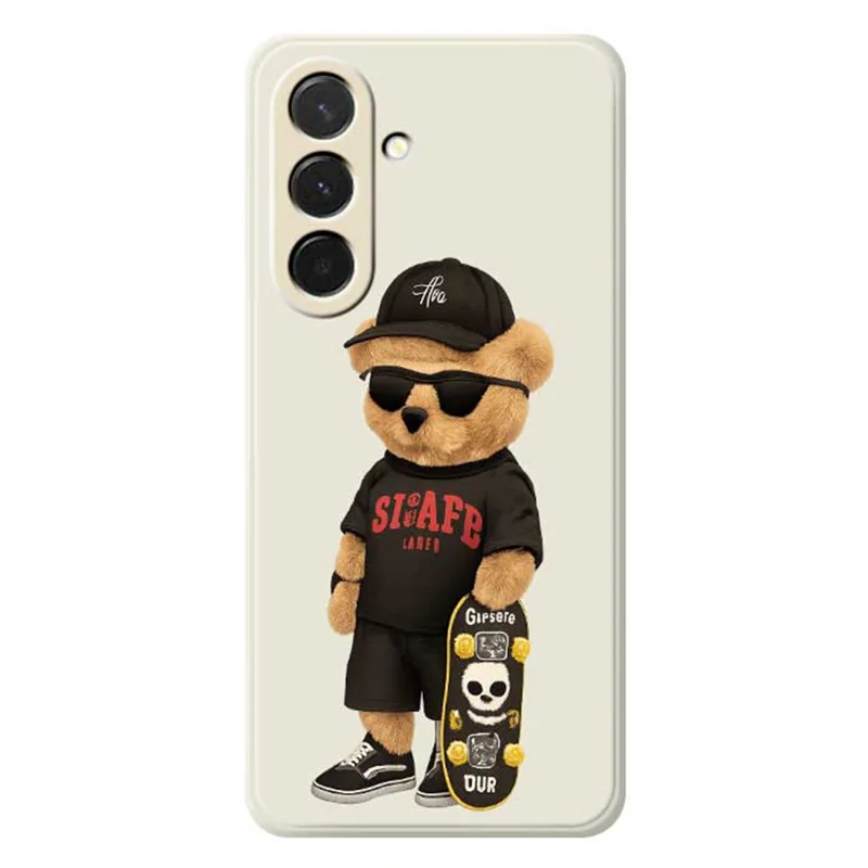 For Samsung Galaxy A36 5G Case Cool Bear Pattern Printing Straight Edge TPU Phone Back Cover - Beige
