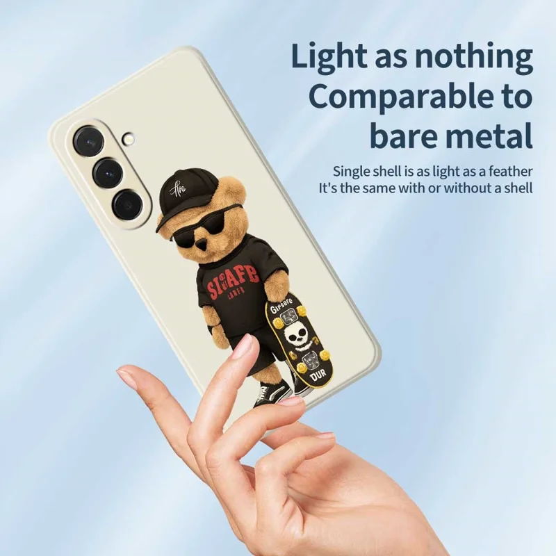 For Samsung Galaxy A36 5G Case Cool Bear Pattern Printing Straight Edge TPU Phone Back Cover - Beige