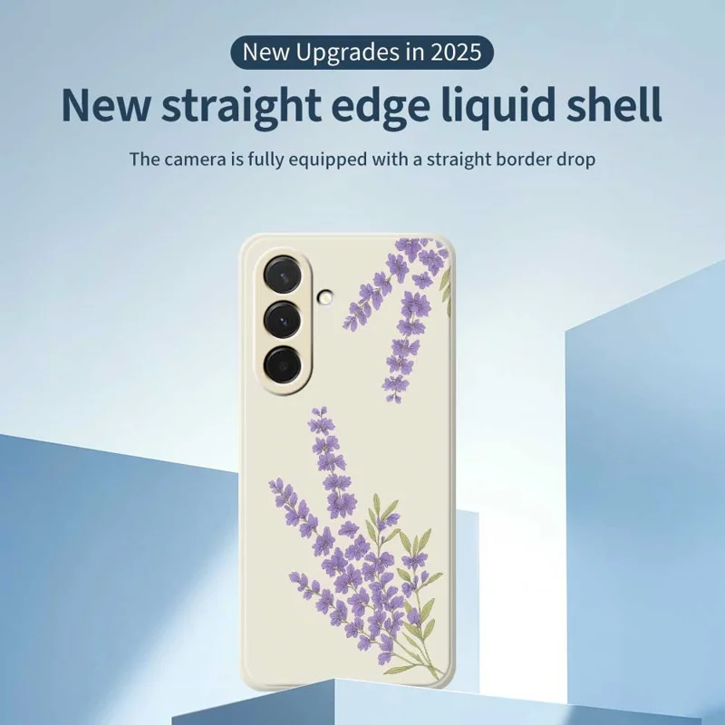 For Samsung Galaxy A36 5G Case Lavender Pattern Printing Straight Edge TPU Phone Back Cover - Beige