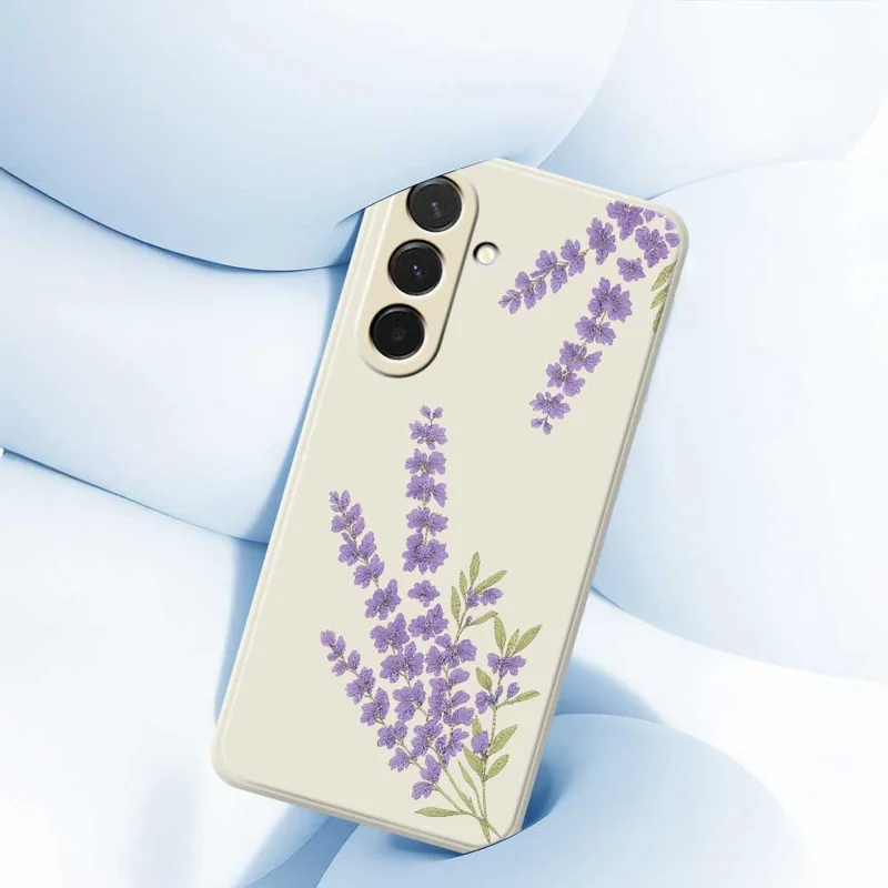 For Samsung Galaxy A36 5G Case Lavender Pattern Printing Straight Edge TPU Phone Back Cover - Beige