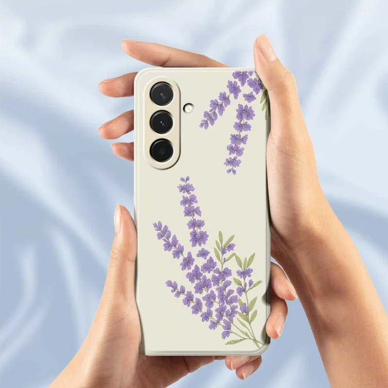 For Samsung Galaxy A36 5G Case Lavender Pattern Printing Straight Edge TPU Phone Back Cover - Beige