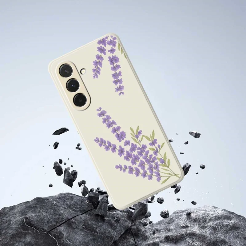 For Samsung Galaxy A36 5G Case Lavender Pattern Printing Straight Edge TPU Phone Back Cover - Beige