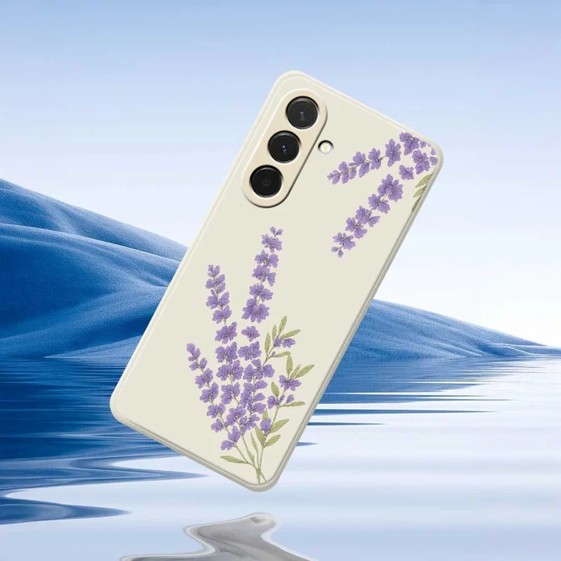 For Samsung Galaxy A36 5G Case Lavender Pattern Printing Straight Edge TPU Phone Back Cover - Beige