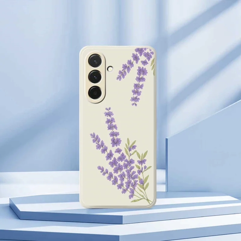 For Samsung Galaxy A36 5G Case Lavender Pattern Printing Straight Edge TPU Phone Back Cover - Beige