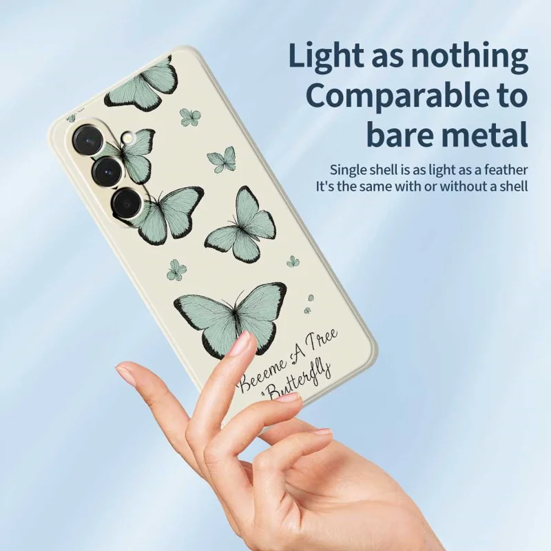 Étui pour Samsung Galaxy A36 5G Motif Papillon Vert Impression avec Bords Droits Coque Arrière TPU pour Téléphone - Beige