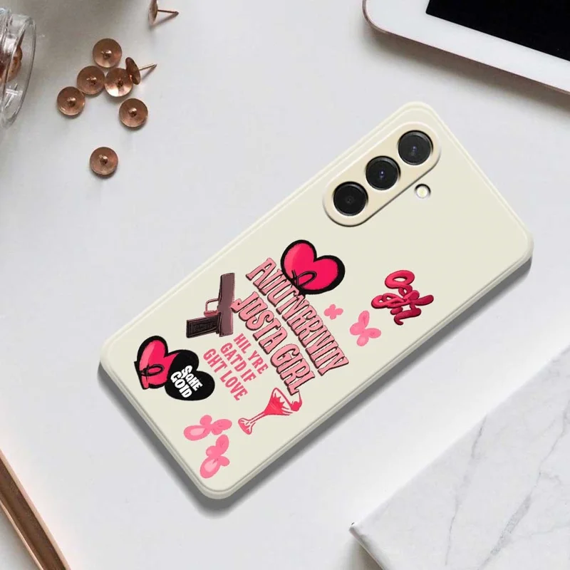 For Samsung Galaxy A36 5G Case Pink Elements Pattern Printing Straight Edge TPU Phone Back Cover - Beige