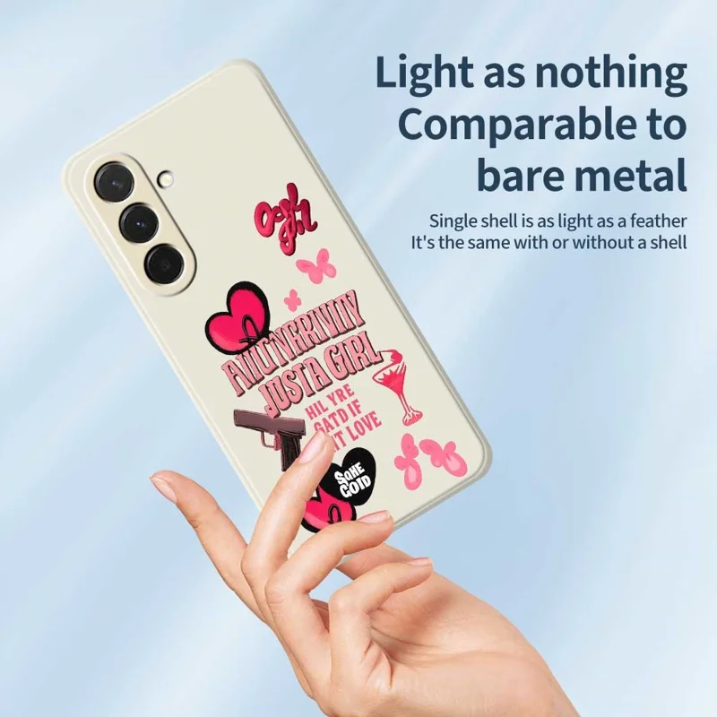 For Samsung Galaxy A36 5G Case Pink Elements Pattern Printing Straight Edge TPU Phone Back Cover - Beige