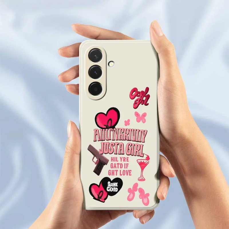 For Samsung Galaxy A36 5G Case Pink Elements Pattern Printing Straight Edge TPU Phone Back Cover - Beige