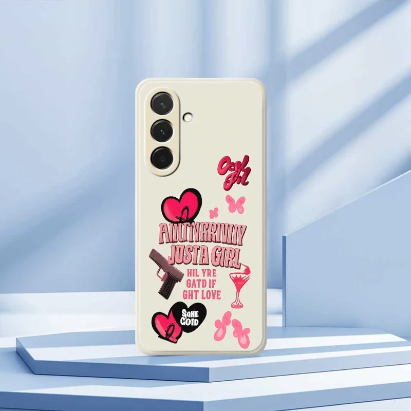 For Samsung Galaxy A36 5G Case Pink Elements Pattern Printing Straight Edge TPU Phone Back Cover - Beige