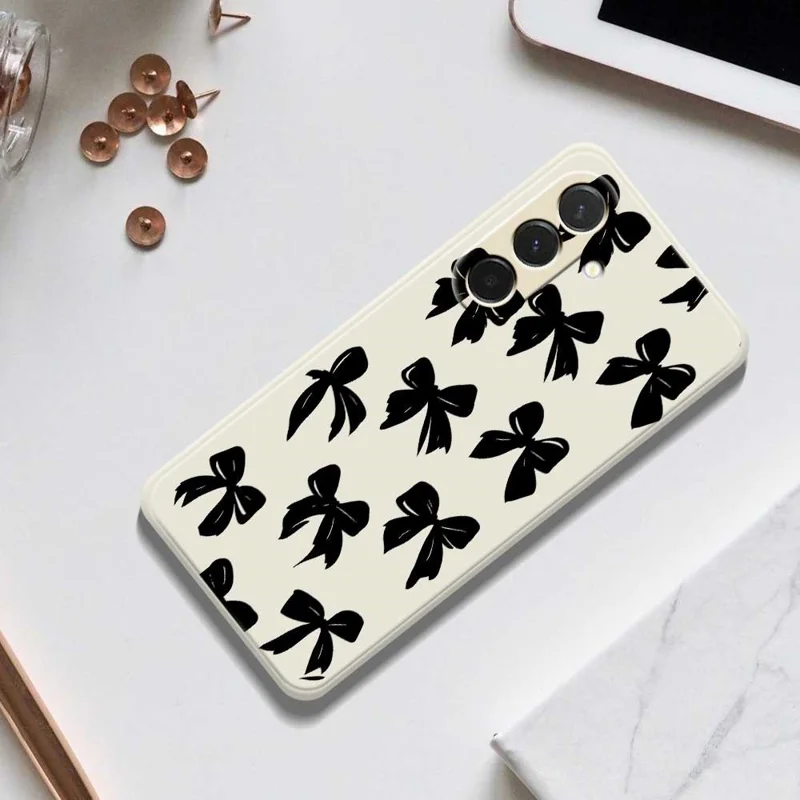 For Samsung Galaxy A36 5G Case Black Bow Pattern Printing Straight Edge TPU Phone Back Cover - Black
