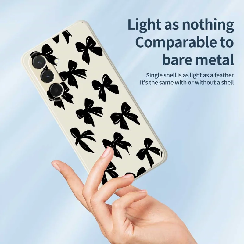 For Samsung Galaxy A36 5G Case Black Bow Pattern Printing Straight Edge TPU Phone Back Cover - Black